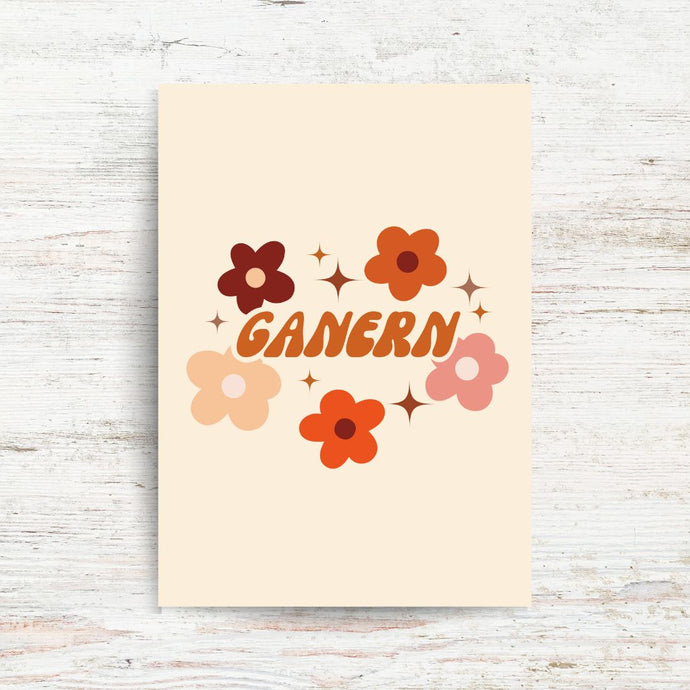 “GANERN” GREETING CARD, ILLUSTRATED BY KIRSTEN MITCHELL @ LOCALKINETINGZSHOP WWW.LOCALKINETINGZ.COM