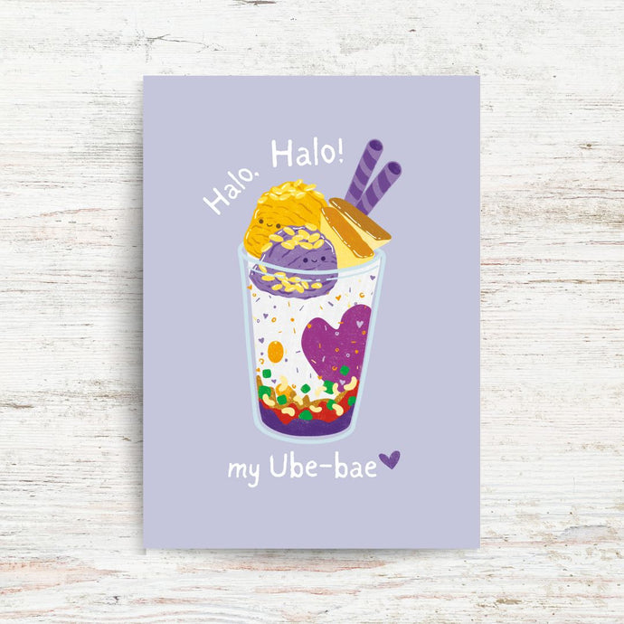 “HALO HALO” GREETING CARD, ILLUSTRATED BY KIRSTEN MITCHELL @ LOCALKINETINGZSHOP WWW.LOCALKINETINGZ.COM